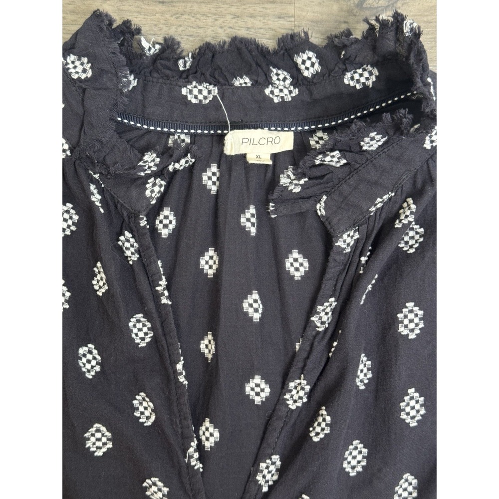 Anthropologie Pilcro Blouse XL Black Boho Cottagecore Prairie Top Romantic Folk - Picture 6 of 12